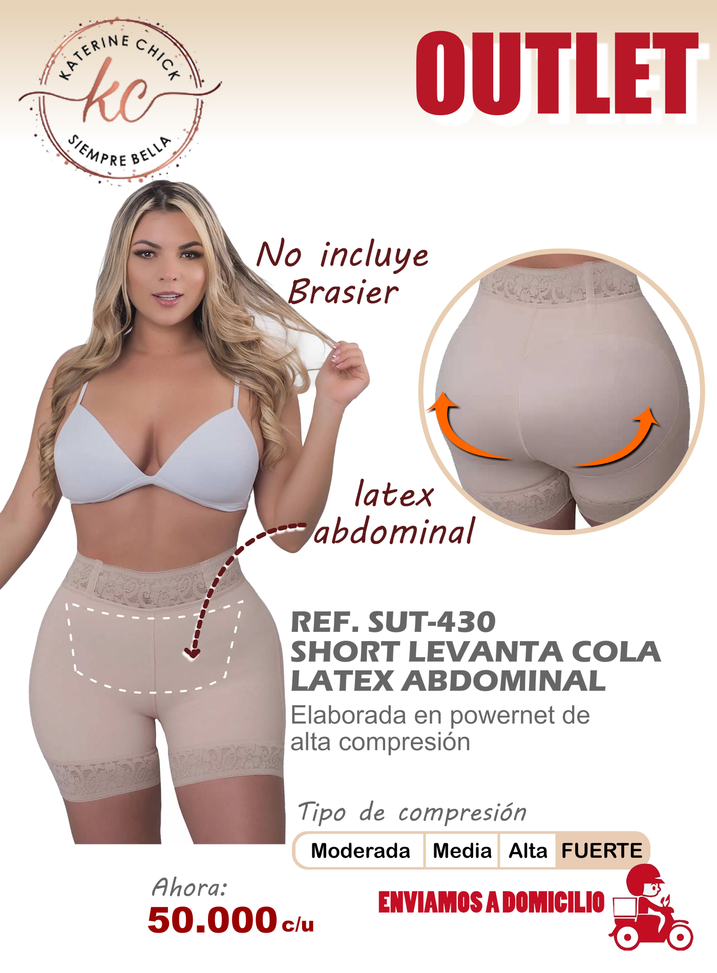 short levanta cola latex abdominal